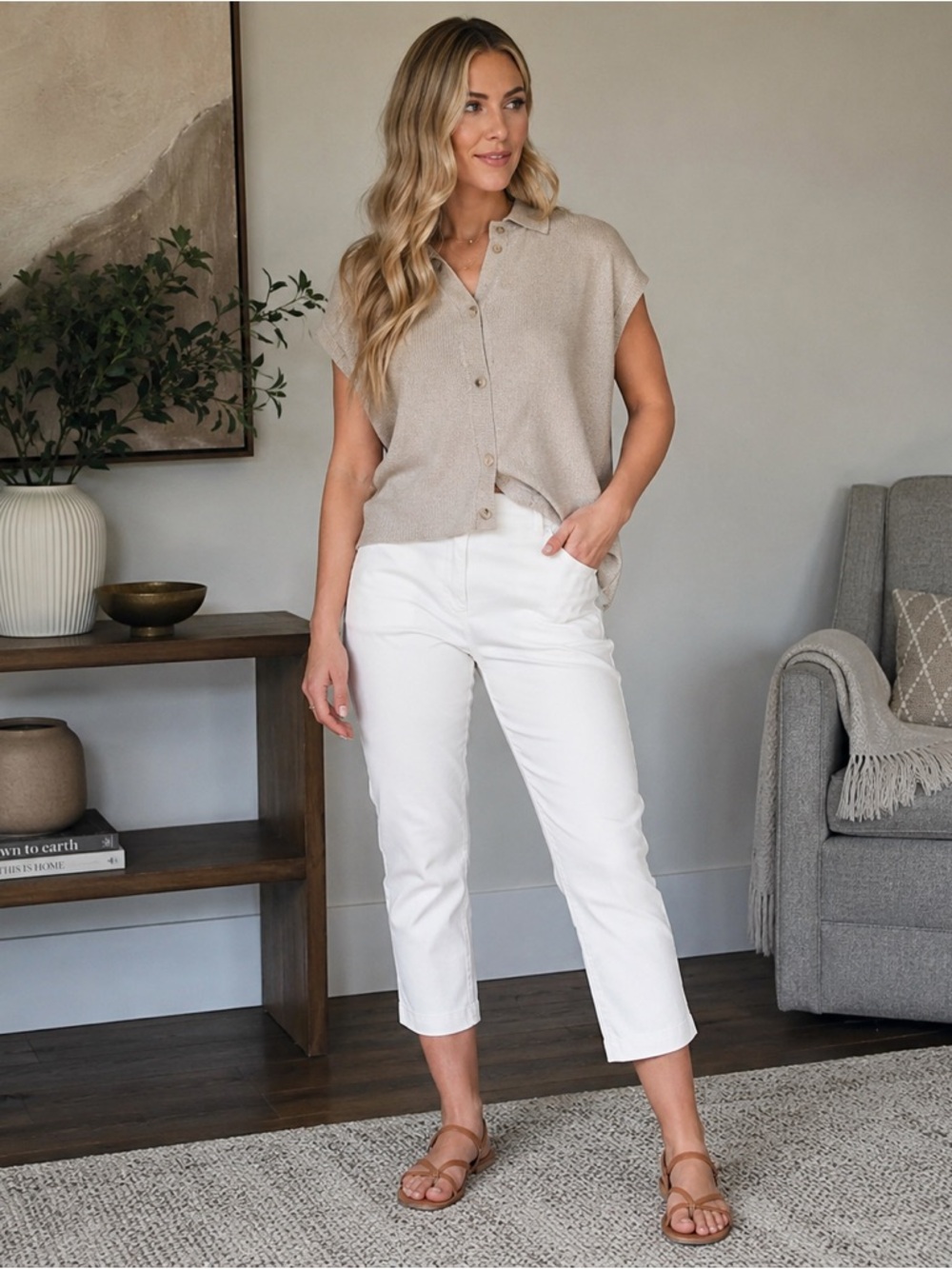 Apt. 9 White Cropped Pants Women’s Size 2 Casual Office Ankle